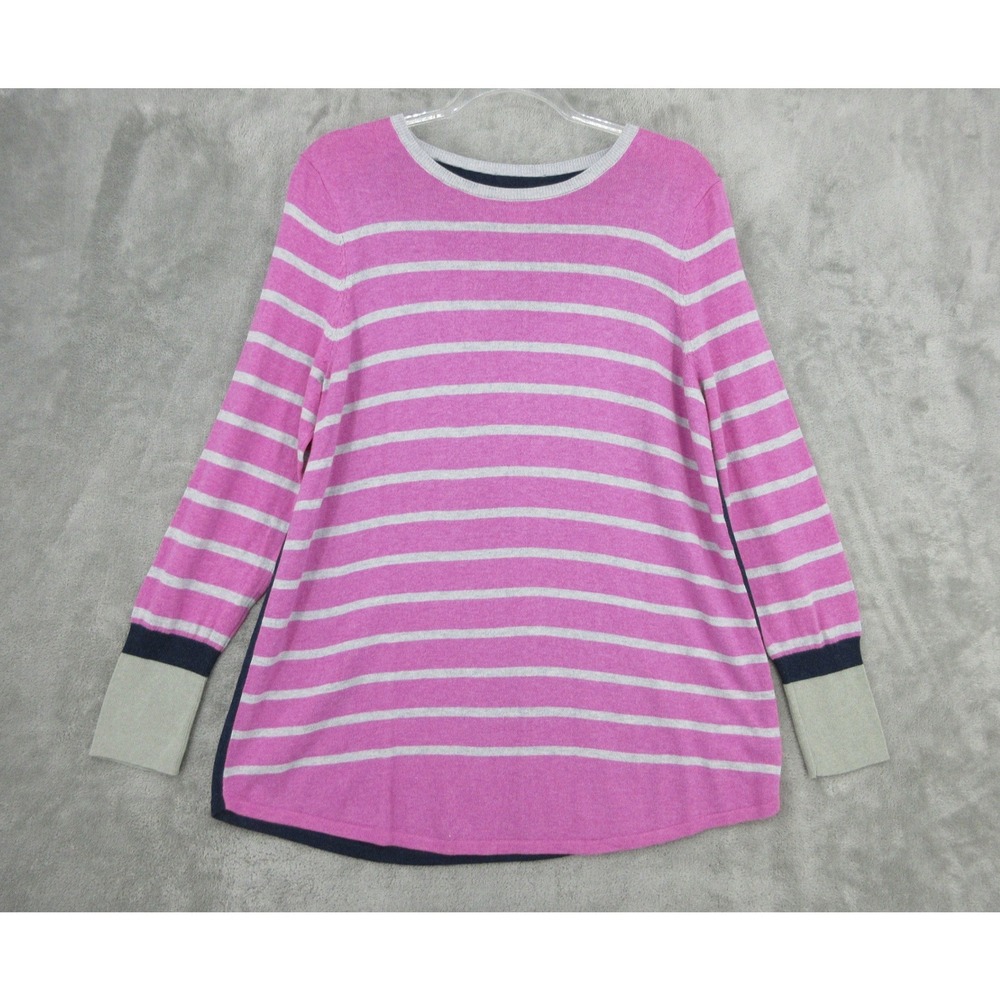 NIC+ZOE Sweater Womens Size XL Pink Striped Colorblock Pullover Relaxed Pink